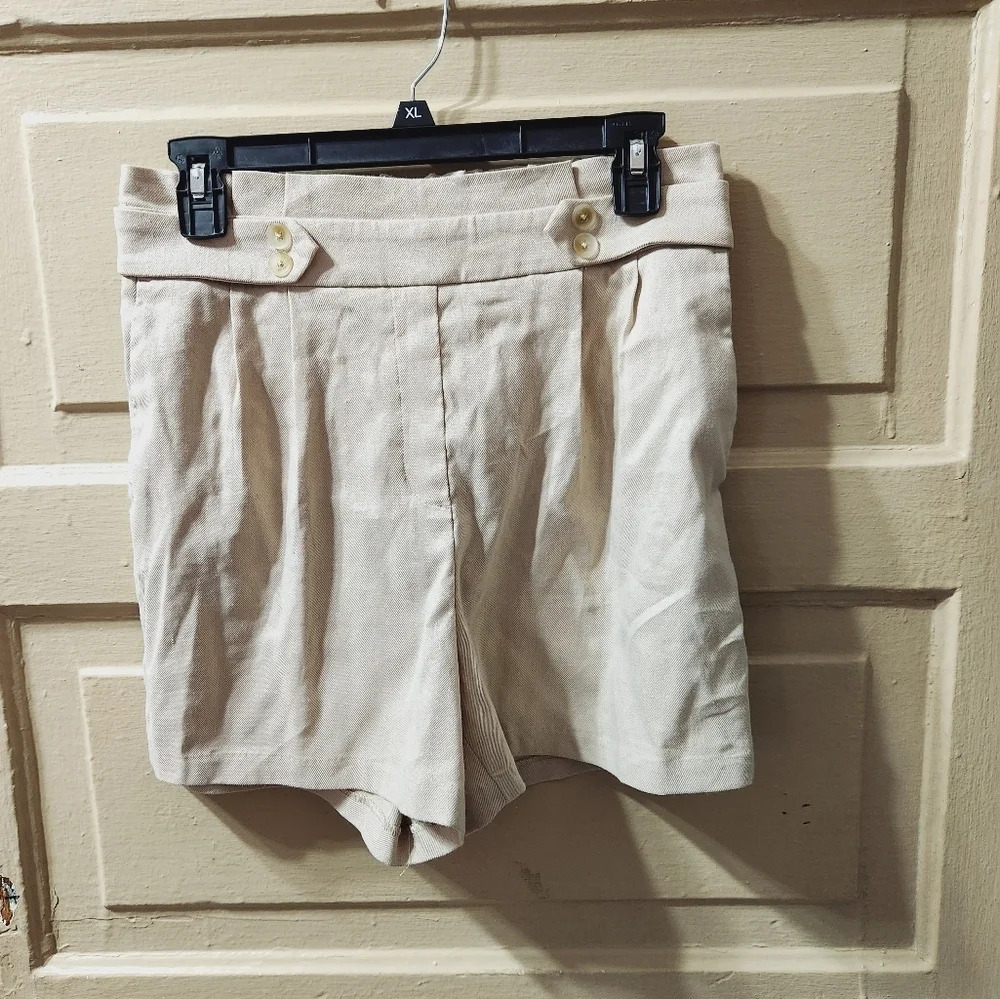 Express Midi Extreme High Rise Linen Blend Short NWT